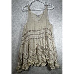 Intimately Free People Slip Mini Dress Women Small Cream Lace Trim Trapeze Boho